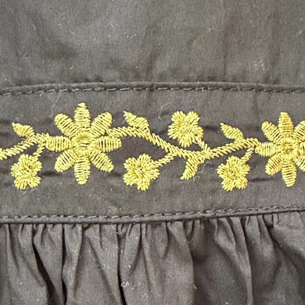 Ivy City Co Mini Murphy Black Dress with Gold Floral Trim, size 11/12